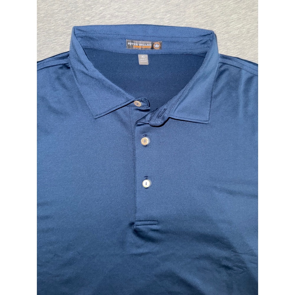 Peter Millar Mens XL Polo Shirt Navy Blue Summer Comfort Golf Preppy Stretchy